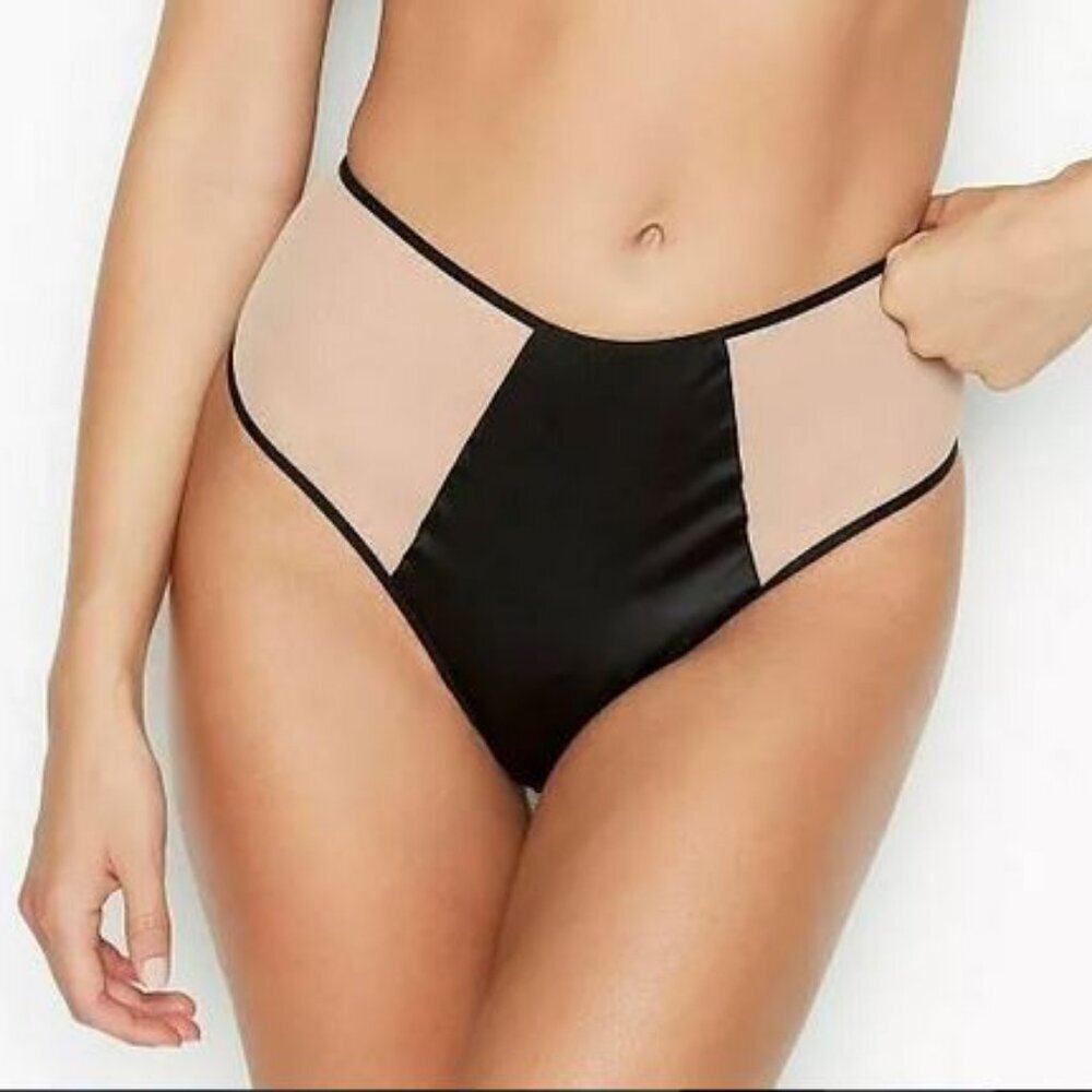🐞NWT Victoria's Secret LUXE Dragon Applique Cheeky Mesh SEXY Lingerie Black Tan - Picture 3 of 16